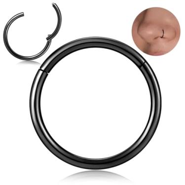 Imagem de Conjunto de argolas de nariz 8 peças, anel de septo de aço inoxidável cirúrgico de titânio para cartilagem, lindo anel de lábio fino 18g/16g prata/preto/dourado, Metal, Sem pedras preciosas,