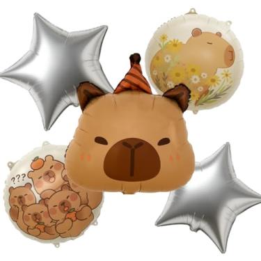 Imagem de Kit Cartelado Capivara 3D – 25 Modelos Temáticos (1 Unidade por Cartelado) – Decoração de Festa, Painel e Mesa Infantil – Foil Premium Luma Festas (Kit 5 Peças Capivara Cara Chapéu)