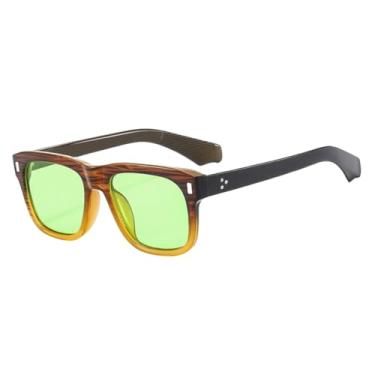 Imagem de HCPIHF Óculos de sol com armação da moda, feminino e masculino, luxuoso, para áreas externas, proteção UV400 (marrom e verde)