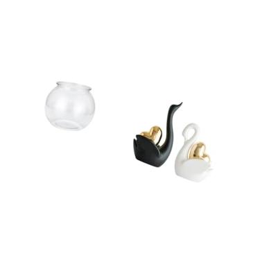 Imagem de Fenteer Figuras de Cisne Transparentes para Aquário, Enfeite de Mesa, Tigela de Peixes, Vaso de Mesa para Escritório, Decoração de Casa, Plantas, Artesanato,
