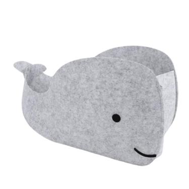 Imagem de Fockety Caixa de Armazenamento de Feltro, Cesta de Armazenamento Dobrável Em Forma de Baleia para Roupas, Brinquedos, Cobertores, Com Material de Feltro Macio e Resistente para Armário (Cinza)