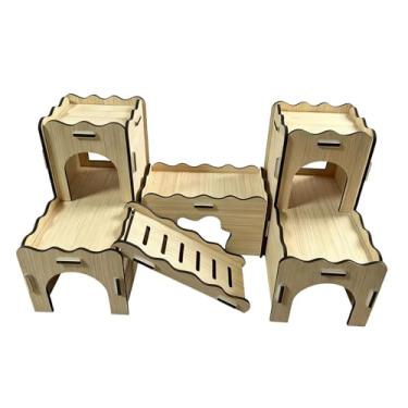 Imagem de IEUDNS Grande esconderijo para hamster, cabana para animais de estimação pequenos, brinquedo de atividade, gaiola de madeira, acessórios para lemingues,