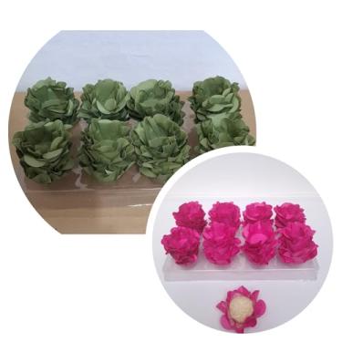 Imagem de Forminhas para Doces, 80 Peças Decorativas em Formato de Flor para Festas, Casamentos e Aniversários (Verde Oliva e Rosa Pink)