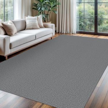 Imagem de KOZYFLY Tapete lavável para sala de estar 1,8 x 2,5 m antiderrapante tapete de quarto de algodão trançado de algodão para sala de jantar, tapete grande para sala de estar, sala de jantar, cinza