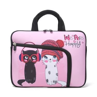 Imagem de Capa para laptop de 11,6 polegadas 12,2 polegadas Chromebook capa para notebook mangas neoprene alça bolsa para homens e mulheres, dois bolsos serve para Apple MacBook Air Samsung Acer HP (gatos fofos