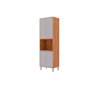 Imagem de Paneleiro De Cozinha Esplêndida Torre Quente C- 4 Portas E 1 Nicho P- Forno 70cm Cinamomo-platina - Mgm