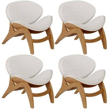 Imagem de Kit 4 Poltronas Decorativa Orgânica Sala Living Kadosh L02 Bouclê Cru- Lyam Decor