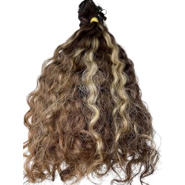 Imagem de Mega Hair de Cabelo Humano Brasileiro Cacheado Mesclado Castanho Claro – 100% Natural Premium