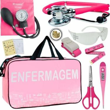 Imagem de Kit Bolsa Aparelho de Pressão Esfigmomanômetro Enfermagem Incoterm, Ro