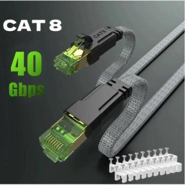 Imagem de Cabo Ethernet Cat 8 Plano - 40Gbps SFTP RJ45 - Para PC, PS4/5/6, Rotea