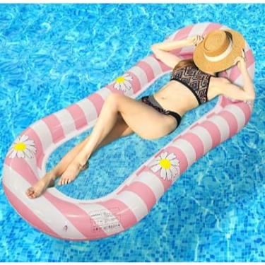 Imagem de Boia Rede Para Piscina flores Cama Flutuante Deitado, tamanho adulto 180x88cm Rafting de Piscina(rosa redondo 160x88)