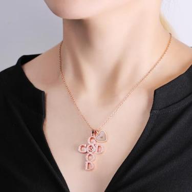 Imagem de Colar de cruz de semente de mostarda com incrustação de zircão | Designs de coração e pingente redondo disponíveis | Joias cristãs inspiradoras para homens e mulheres | Símbolo da fé, Medium, Aço