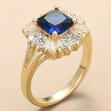 Imagem de Anéis de noivado banhados a ouro com pedras preciosas embutidas de zircônia cúbica alianças de compromisso, festas noturnas, presentes de dia dos namorados, alianças de eternidade para mulheres, 7