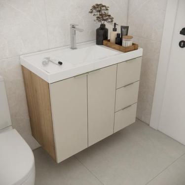 Imagem de Gabinete de Banheiro sem Cuba 79,6cm Gaveta Direita Vittare - Estilare