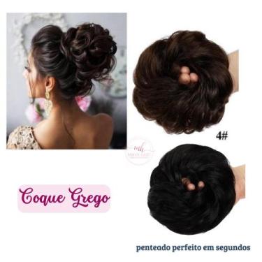 Imagem de Aplique Rabo Coque Grego Fibra Orgânica Premium Preto - mhair