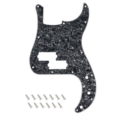 Imagem de Banworks Precision Bass Pickguard 4 Ply 13-Hole P Bass PB Scratch Plate para USA/Mexican Modern Style Fender Precision Bass JT/HB-10 Black Pearl