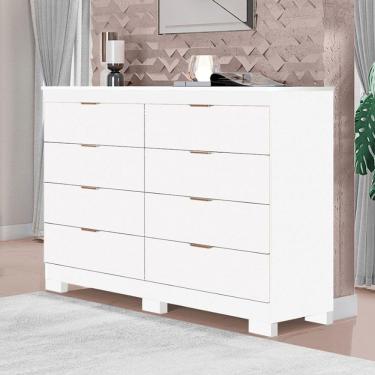 Imagem de Cômoda Isadora Com 8 Gavetas Em Mdf Premium E Kit De Pés Tuboarte Branco