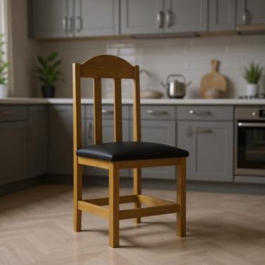 Imagem de Kit com 2 Cadeiras De Jantar Madeira Maciça Safira - Imbuia Com Estofado Corano Preto