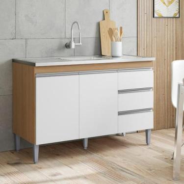 Imagem de Balcão de Cozinha Gabinete 120cm Andréia Sem Tampo AJL - AJL MÓVEIS, A