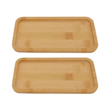 Imagem de Kit 2 Bandeja Travessa Bambu 20X10Cm Petiscos Café Multiuso