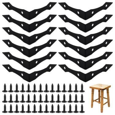 Imagem de BENECREAT 12 peças decorativas de canto de metal para móveis, suportes de canto decorativos pretos de 10 x 10 cm, protetores de canto para fazenda, porta de celeiro, armário, moldura de madeira