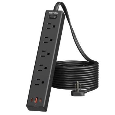 Imagem de Protetor de sobretensão HOPOW Power Strip, cabo de extensão ultra plan