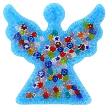 Imagem de Glass Of Venice Escultura em pé de anjo de Natal Millefiori em vidro Murano - azul aqua