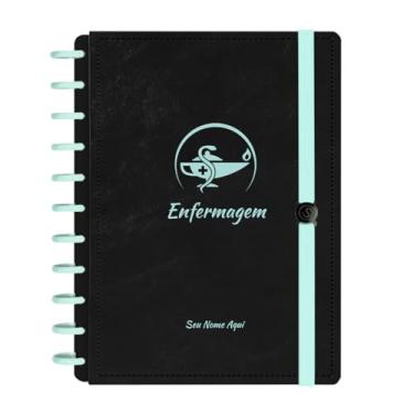 Imagem de Caderno De Disco Iscool Inteligente Personalizado 140 Folhas Profissões Preto Verde Oceano Enfermagem Grande G+