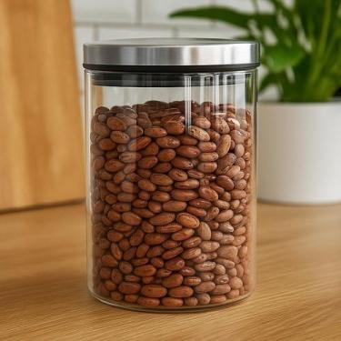 Imagem de Pote Hermético de Vidro Mimo 1L com Tampa Inox para Alimentos Vedação 