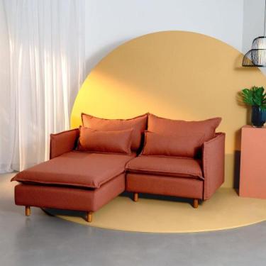 Imagem de Sofá Modular 2 Lugares com Chaise e Pé Madeira Sôma CabeCasa MadeiraOr
