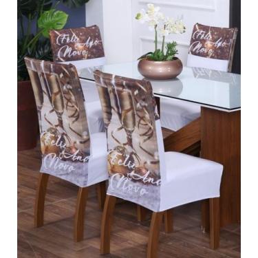 Imagem de Kit com 4 Capas para Cadeiras de Jantar Natalinas em Malha - Ametista 