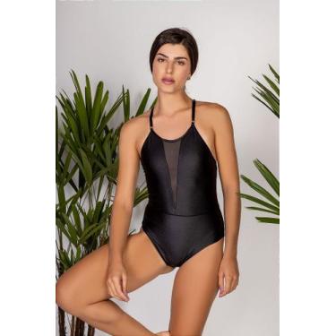 Imagem de Maiô Preto Ayla - Elegante e Confortável com Proteção UV 50 - Perola e