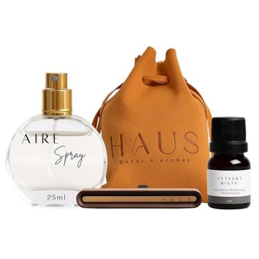 Imagem de Kit Coleção AIRE – Clip de Ventilação + Spray Aromatizador (25ml) + Essência Lipossolúvel (10ml) | Ambientador de Automóvel | HAUS Decor & Aromas. (VETVERT MISTY)