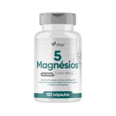 Imagem de 5 Magnésio 5 em 1 Quelato Taurato Dimalato 500mg 120 Cápsulas – Alta Concentração e Absorção