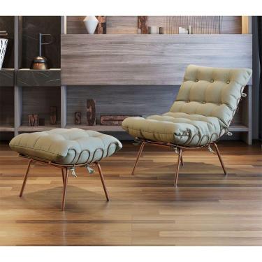 Imagem de Poltrona E Puff M07 Estrutura De Ferro Mais Decor Cobre/bege