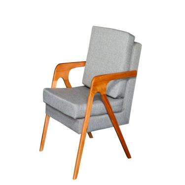 Imagem de Poltrona Decorativa Mona Luxo Dora Bela Cor Cinza Linho