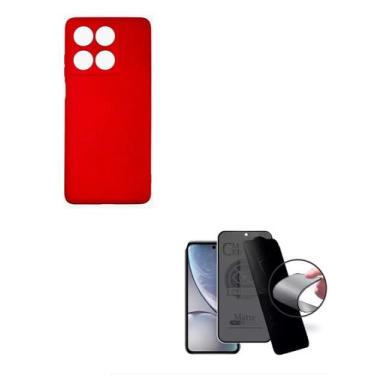 Imagem de Kit Case Silicone Capa Aveludada + Película Fosca Privativa Moto EDGE 