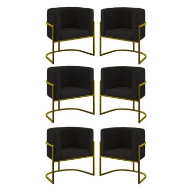 Imagem de Kit 06 Cadeiras Poltrona Lua Gold Balaqui Preto