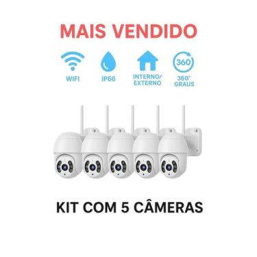 Imagem de KIT 5 Câmera IP Rotativa Full HD 360  À Prova DÁgua, WiFi e Gravação e