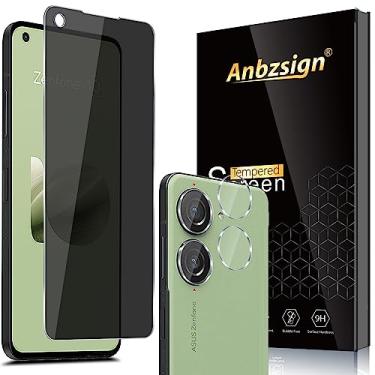 Imagem de Anbzsign Protetor de tela de privacidade para Asus Zenfone 10 / Zenfone 9 [pacote com 2] e [2 unidades] protetor de lente de câmera, vidro temperado de dureza 9H antiespião