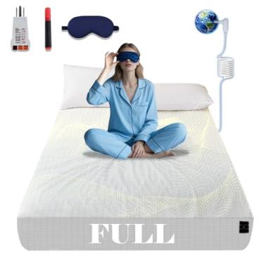 Imagem de NAGS Lençóis de aterramento, lençol de cama de algodão macio com prata pura para melhorar o sono, alívio da dor (branco, casal, 137 x 190 x 34 cm)