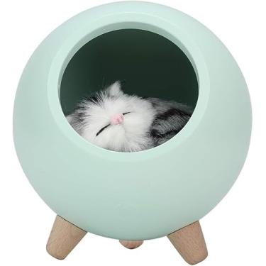 Imagem de Luminária De Mesa Noturna Gatinho De Pelúcia Luz Noturna Recarregável USB (Verde) - YODHE