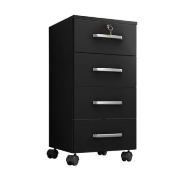 Imagem de Gaveteiro Escritório 4 Gavetas com Rodas - Organizador para Escritório Branco/Cinza/Preto 67x36x36cm(Preto)