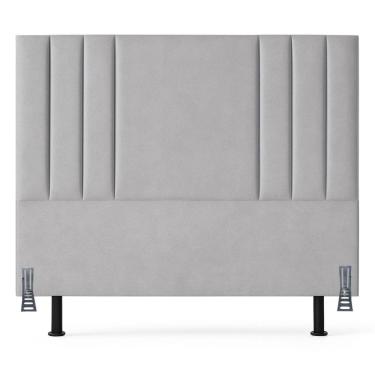 Imagem de Cabeceira 140 Cm Suede Casal Frame Estofada Cama Box Moderna Cinza Claro