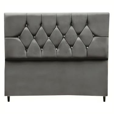 Imagem de Cabeceira Cama Box Estofada Queen 160 Cm Geovana Suede Cinza