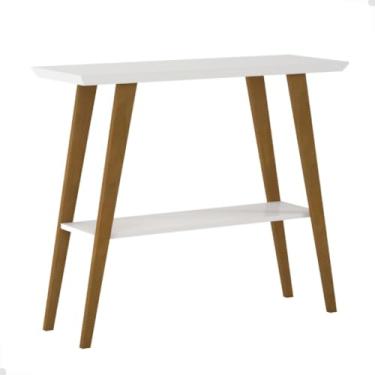 Imagem de Aparador de Sala Buffet para Hall de Entrada, Cantinho do Café ou Cozinha – Pés de Madeira Maciça e Tampo MDF com Pintura UV – 92x77,4x33 cm(Branco)