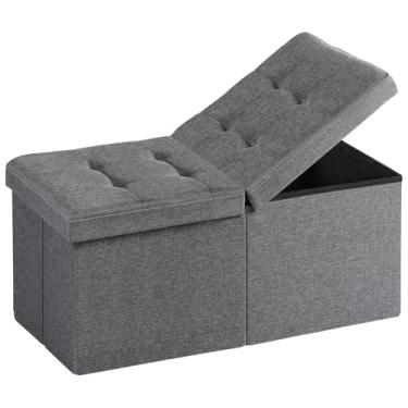 Imagem de Snuvid Banco otomano de armazenamento de 76 cm, apoio para os pés com armazenamento, mesa de centro para sala de estar, quarto, entrada, cinza escuro