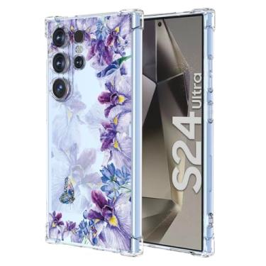 Imagem de WEIOUHR Capa para Galaxy S24Ultra Samsung S24Ultra Transparente Macio TPU Iris Design de Impressão, Capa Protetora Leve Resistente a Choques e Riscos, para Samsung Galaxy S24Ultra(Iris Purple)