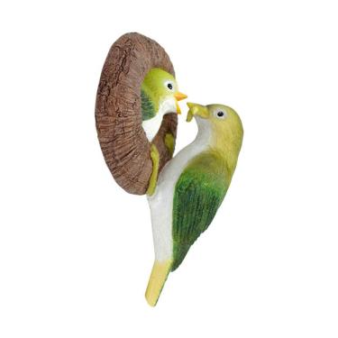 Imagem de Escultura de pássaro em resina, decoração de jardim, tronco de árvore realista