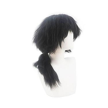 Imagem de Peruca de cosplay preta natural sintética de 38 cm para Anime Cosp - y